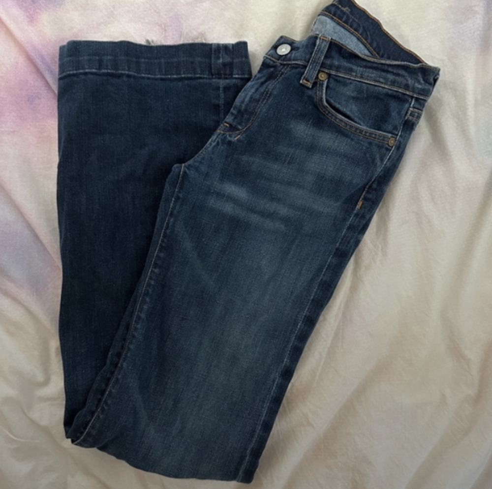 7 FOR ALL MANKIND WOMEN'S MEDIUM WASH MID RISE DOJO TROUSER FLARE JEANS ~29~